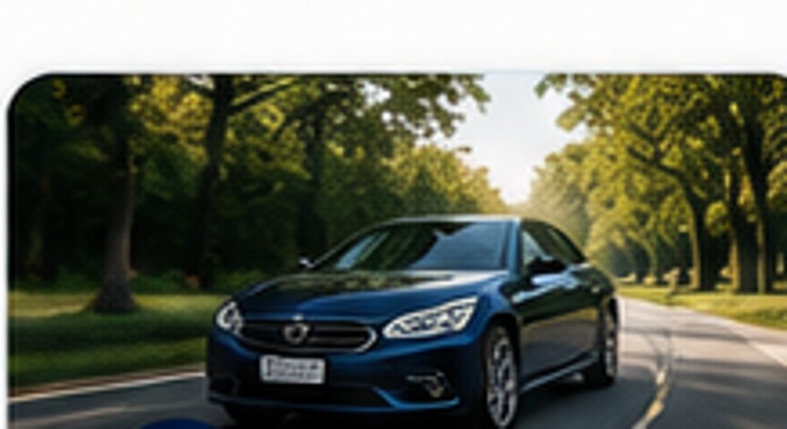 Car on a tree-lined road representing auto insurance